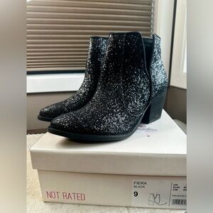 NWOT Not Rated Black Fiera Glitter Boot size 9